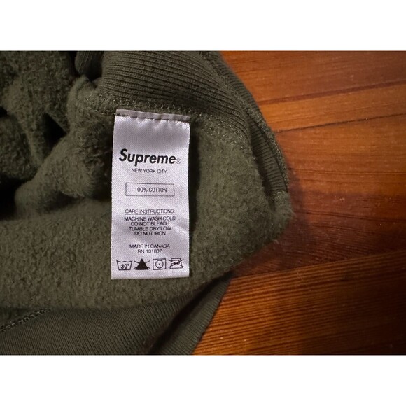 Supreme Tonal S Logo Hoodie Sweatshirt FW17 - Dark Olive Green - Men's Medium - Picture 9 of 11